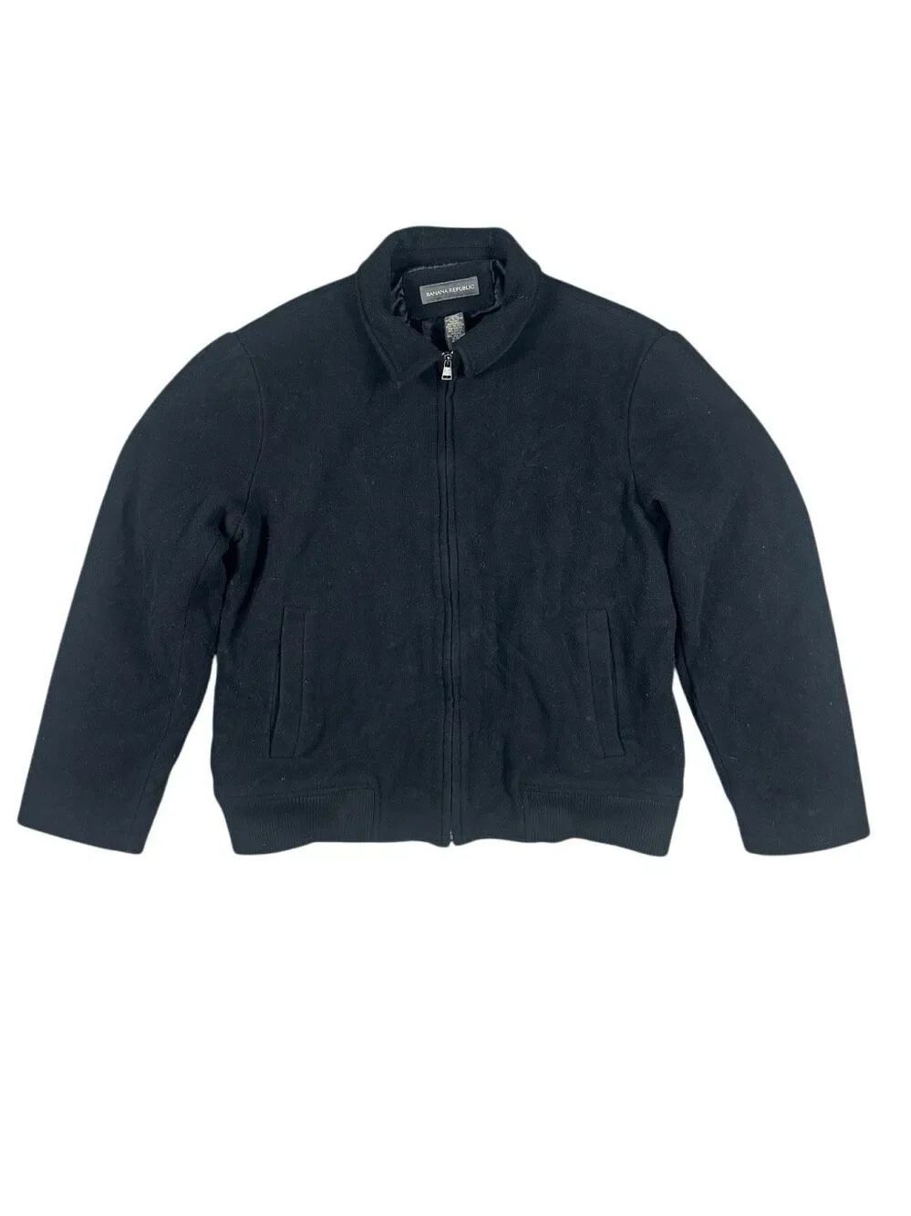 vintage y2k banana republic wool cashmere black zip up collar jacket men’s XL